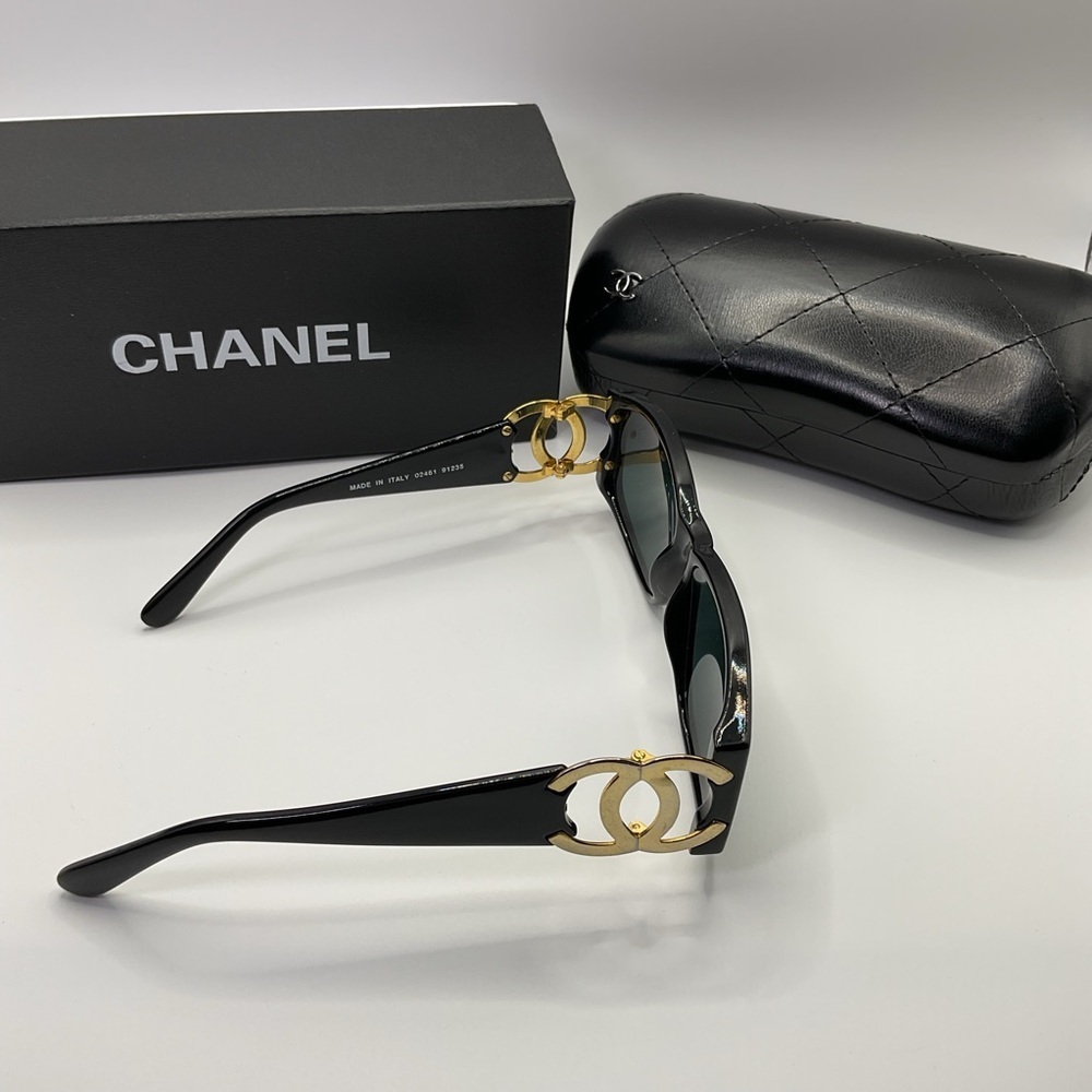 CHANEL Black and Gold Classic Sunglasses - Picture 11 of 14